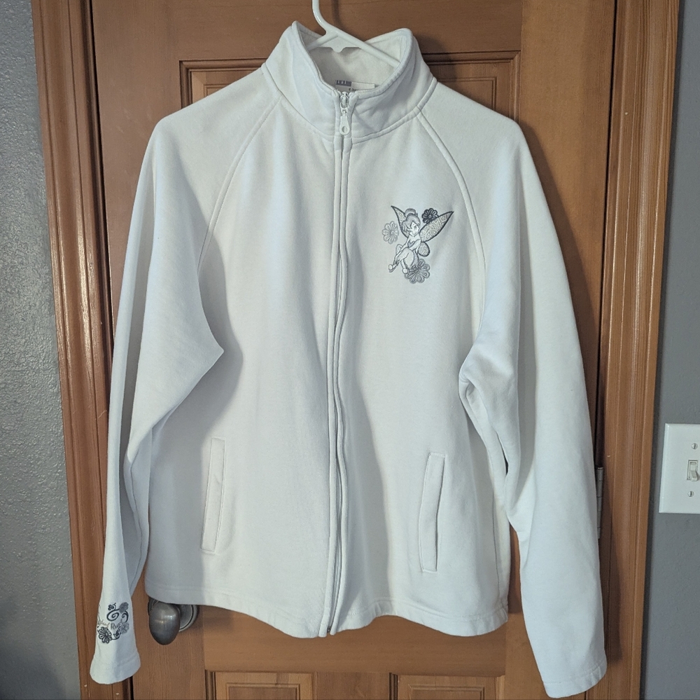 White Women's Jacket with Embroidered Tinkerbell Design